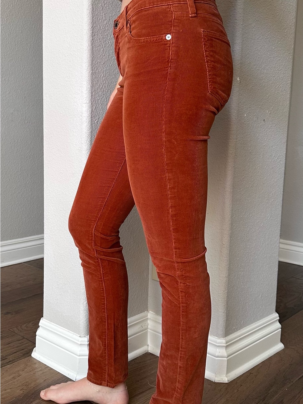 AG Adriano Goldschmied Skinny Corduroy Jeans in Rust